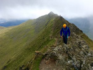 walking along striding edge the lake district