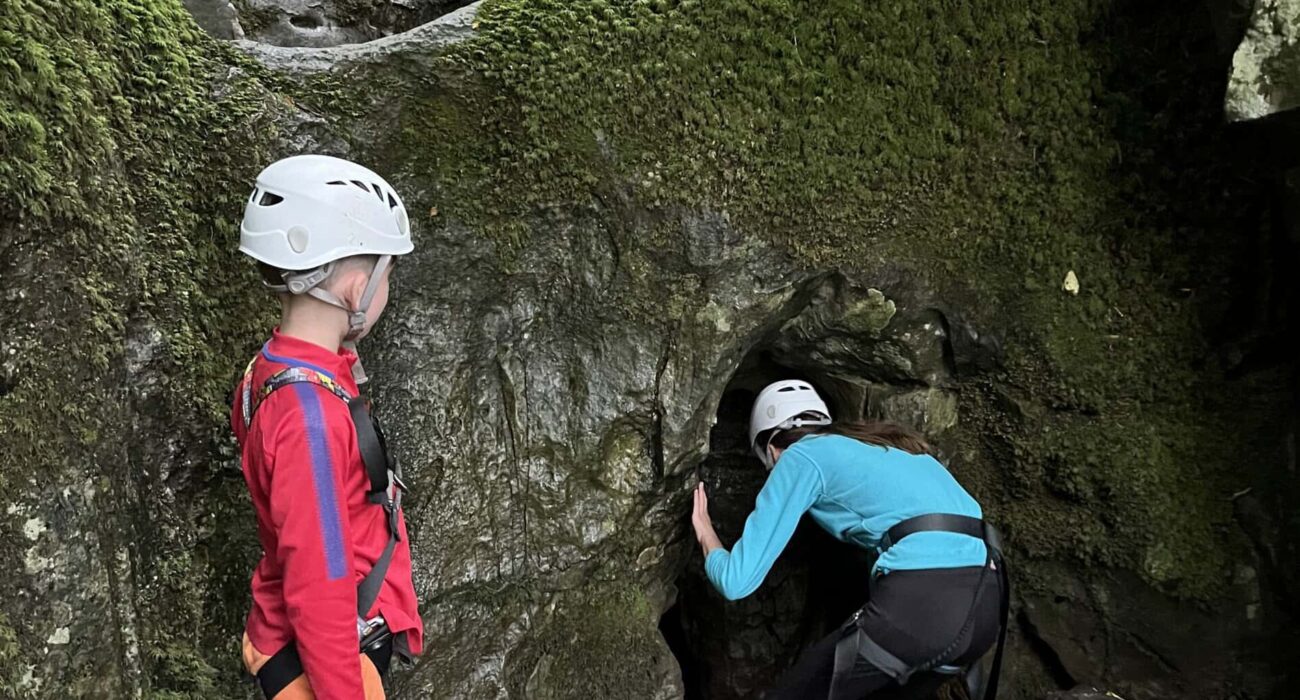 exploring the cave climbing-with-kids